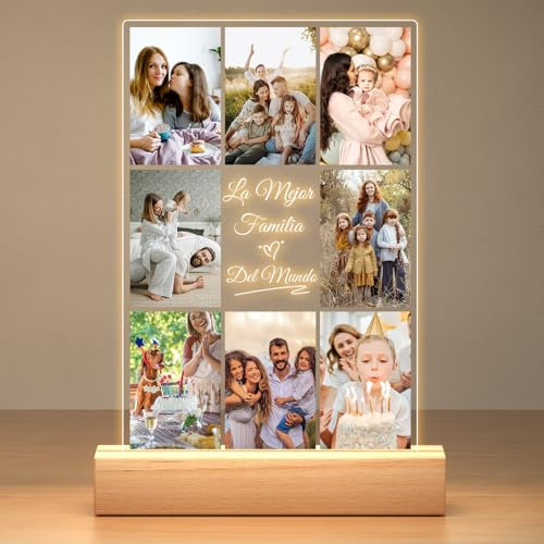 Jkolalin Cuadro Personalizado con Foto, Lampara Personalizada con Foto, Marco de Fotos Personalizado, Regalos Personalizados para Mujer, Hombre, Mama, Papa, Familia, Amigas, Bebes, Niños