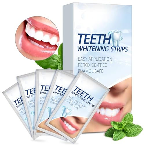 Teeth Whitening Strips - 28 Strips Enamel Safe for Whiter Teeth, Non-Sensitive Formula, Deep Stains Removal Tooth Whitening, Mint