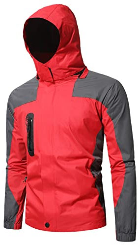 SRZYMJ Jacke Herren Übergangsjacke Sportlich Regenjacke Herren Fahrrad Winterpullover Jacket Weihnachtspullover Herren Regenjacke Herren Fahrrad Rot Casual Freizeitjacke 4XL