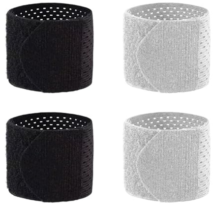 NXPWRC 4 Pieces Thin Sports Wristbands, Breathable Wrist Bandages, Elastic Wrist Bandages, Wrist Support Bandages, Adjustable Wrist Bandages, Sports Accessories (Black, Gray)