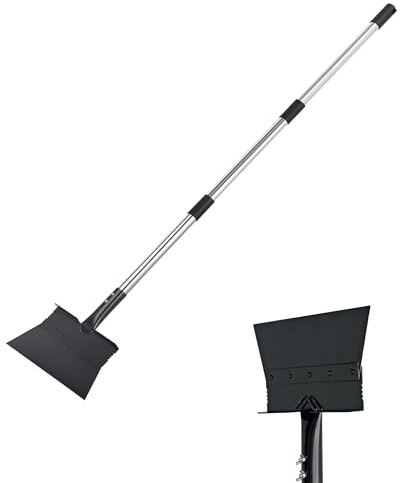 Pelle de jardin noire, pelle de nettoyage multifonctionnelle – Long manche (120 cm) pour allée, terrasse ou zone dallée – Outil d'élimination des mauvaises herbes – Noir, 26 cm