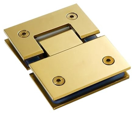 Charnières de porte de douche sans cadre, charnières de porte en verre doré brossé, clip de remplacement de quincaillerie de porte de douche en verre robuste en acier inoxydable 304 for salle de bain(