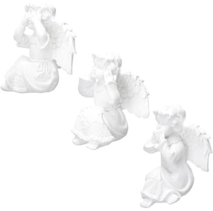 QUMIIRITY 3pezzi Statuetta Angeli Gesso Decorativa Stile Nordico Scultura Retro Per Decorazione Interni Per Ufficio e Regali Di Festa