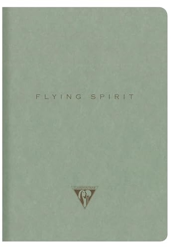 Clairefontaine - 107536C - Stitched Notebook Flying Spirit A5-14,8x21cm 96 Lined Pages Ivory Paper 90g, Grey Green Hard Cover - 5 Prints, Random delivery