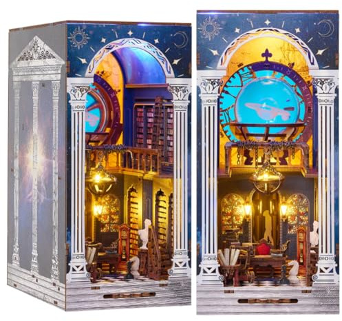 Cjeuxnr Kit miniature à monter soi-même, serre-livres en bois 3D, décoration d'étagère, à assembler pour adultes, cadeau unique pour anniversaire, Noël