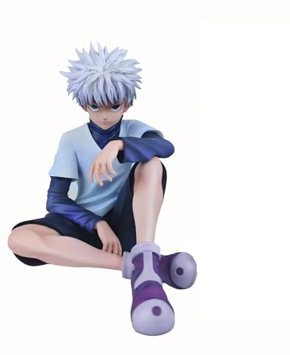YLEAFUN Killua Zoldyck Figur Statue Anime Sitzende Figuren 12cm Cartoon Sammelfigur Modell Display Desktop Dekoration Geschenke für Anime Fans
