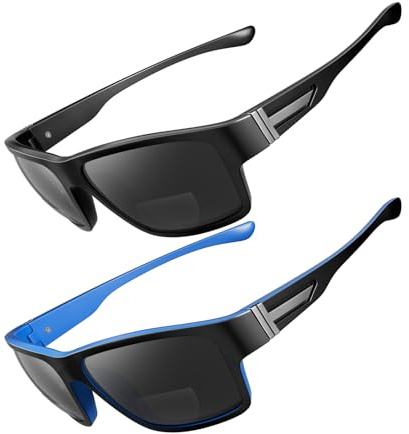 Missfive 2er Pack Sportlich Bifokale Sonnenbrille Herren Unzerbrechlich Lesesonnenbrille TR90 Sonnenbrille mit Leseteil, UV Schutz, Sport/Außenbereich/Fahren