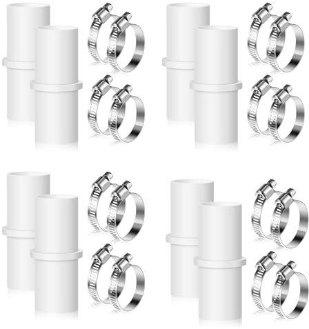 Reinscer 8 Pieces Washing Machine Drain Hose Connectors Washer Extension Adapter with 16 Pieces Drain Hose Clamps