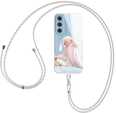 CHABDA Handykette Personalisierte hüllen mit Band Kette Kordel für Samsung Galaxy A15 A16 A21s A22 A23 A25 A32 A33 A34 A35 A51 A52 A53 A54 A55 S20 S21 S22 S23 S24 Selbst gestalten mit Bild Foto Text
