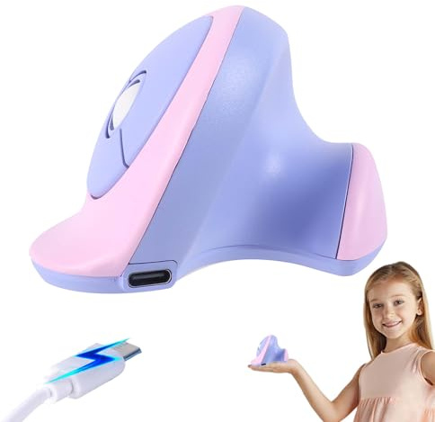 Souris Sans Fil,Ergonomique Verticale Légère Portable Silencieuse Rechargeable Double Mode Optique Bluetooth souris de Voyage pour Ordinateur,Tablette,Windows,Mac OS,Adaptée aux Petites Mains (Violet)