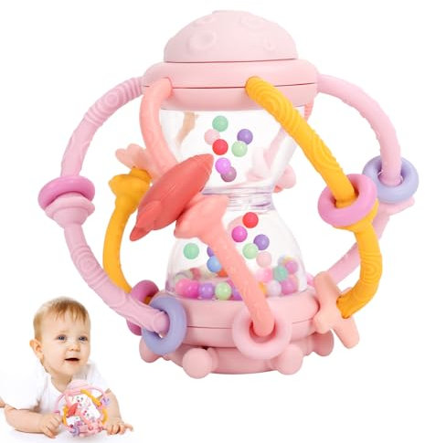 Venditer Silikon Babyrassel Hühnchen Beißring Baby, Sensorische Beißring Silikon Spielzeuge, Motorik Spielzeug Montessori, Rassel Baby