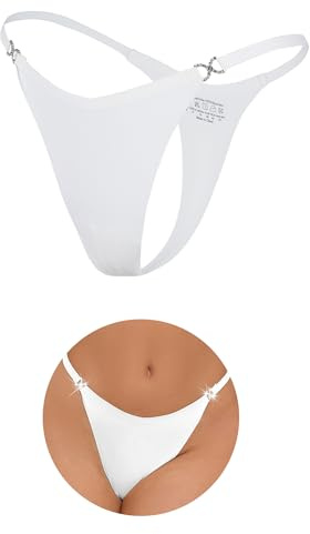 ohmydear String Sömlös String Brasiliansk Trosor Kvinnor Osynliga Med Bomullshäst Stringtrosa Sexydonna Varm Elastisk Låg Midja String Underkläder, Vit, XL