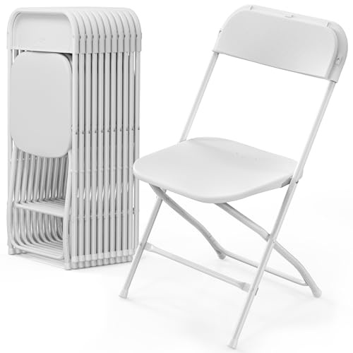 Bonnlo Set de 12 Sillas Plegables – Sillas de Comedor, Jardín, Camping, Plegables, para Balcón, Sala de Estar, Restaurante y Conferencias, Ergonómicas, 47x47x75 cm, hasta 150 kg, Blanco