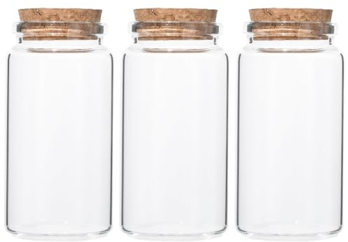 SOFPLATE 1 Box 3er Pack 120 ml Glasflaschen Mit Korken Durchsichtige Geschenkgläser Aus Glas Kleine Dekorative Fläschchen Aufbewahrungsbehälter Für Süßigkeiten Gewürze Hochzeitsgeschenke DIY Bastelarb