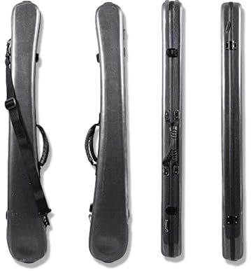 Conboxus Custodia per archetto verticale in fibra di carbonio, professionale, rigida, per contrabbasso e violoncello, per 2 archi 4/4, antiurto, con tracolla, impermeabile (nero)