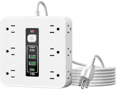 Protoence Ciabatta Elettrica Con Porte USB,Attrezzatura Elettrica | 16 Prese A Corrente Alternata Ciabatta | per la Casa il Dormitorio il Soggiorno la Parete gli Elettrodomestici Telefono