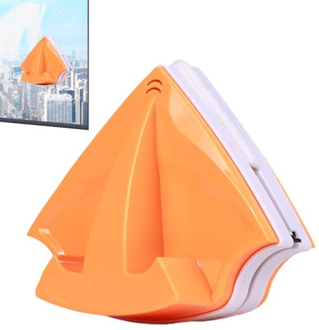 Double Sided Magnetic Window Cleaner - Triangular Glass Squeegee With Handle | Creatives Long Lasting Modern Design Window Cleaning Tool For Double Glazed High Rise Home Car Safe Control