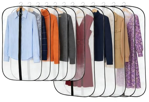 12 Stück Staubdichte Kleidersäcke, Wiederverwendbare, für Anzüge, Kleider, Mäntel, Kleiderschutzhülle Transparent, Kleidersack Anzug Lange (60 * 100cm+60 * 120cm)