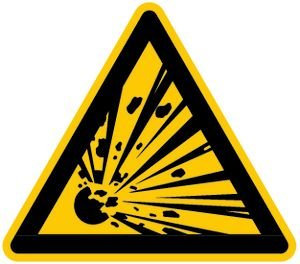 Dreifke® Warnschild, Warnung vor explosionsgefährlichen Stoffen W002 DIN EN ISO 7010 Alu geprägt gelb/schwarz 20