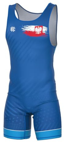 Extreme Hobby - Ringertrikot für Kinder Polska Prime professioneller Kompressionsanzug für Wettkämpfe, Wrestling Singlet, Farbe: Blau, Größe: 164