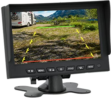 VSG24 13114 – 7“ Profi Transporter Rückfahrmonitor, TFT Monitor inkl. Zubehör, e-Zulassung, Distanzlinien, 12-24 V