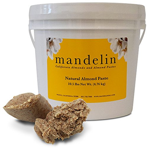 Mandelin Natural Almond Paste (10.5lb), Dark Color, made from almonds with skin on. 50% Almonds, 50% Sugar