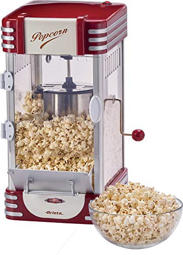 Ariete 2953, Party Time Máquina de palomitas XL, 310 W, 2.4 l, cesta antiadherente con pala mezcladora, Inoxidable/Plastico, Rojo