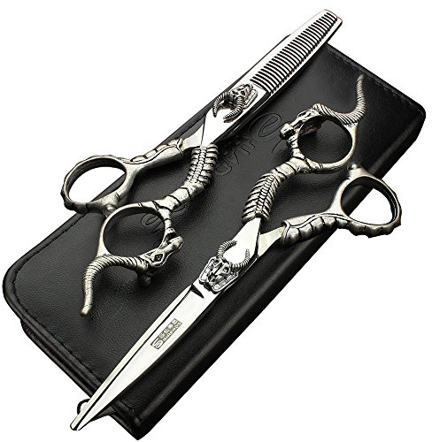 SHARONDS Friseurschere 6 Zoll Stabiles Handgefühl,5,5-zoll - 2-stück | 440C Stahl Barber Schere ，scharfe Friseurschere,Friseur/Familienschere für Haarschnitt