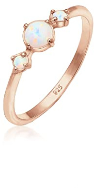 Elli Ring Damen Band Geo Vintage Trend mit Synthetischem Opal 925 Silber