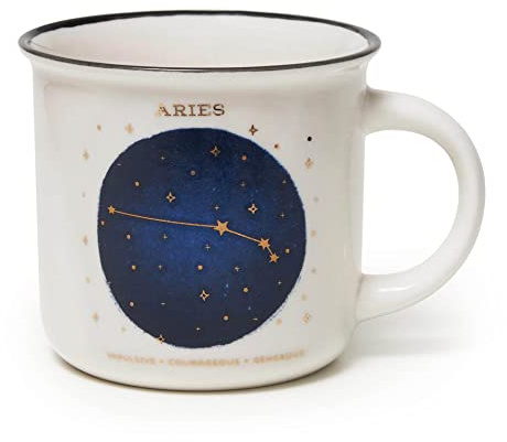 Legami - Tazza, Count Your Lucky Stars, Tazza in Porcellana New Bone China, Segno Zodiacale Laminato in Oro, Lavabile in Lavastoviglie, Capacità 350 ml, Tema Aries