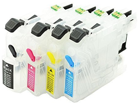 4 wiederbefüllbare Patronen kompatibel mit Brother LC-223 für DCP-J4120 -J562 / MFC-J1140 W -J1150 -J1170 -J1180 -J4420 -J4425 -J4620 -J4625 -J480 -J5320 -J5620 -J5625 -J5720 -J680 -J880