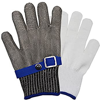 Gartenhandschuhe Schnittfeste Handschuhe, 316 Edelstahl-Maschendraht-Handschuhe, Sicherheits-Arbeitshandschuhe, Langlebig Und Rostschutz, Schutzstufe 5 Für Lebensmittel (Size : Style1/s)