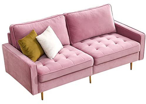 XYEJL Modernes Sofa Schlafsofa Mit 2 Kissen, Couch 2-er, Couchgarnitur, Sofagarnitur, Polstersofa, Kippsofa Sofa Samt, Polstermöbel Für Wohnzimmer Schlafzimmer, Easy Sauber,Pink