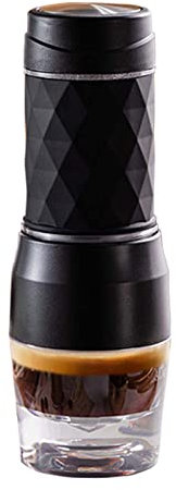 RONGJJ Cafetera De Espresso Portátil, con Capsulas Y Café Molido, Espresso Caliente Y Fresco, para Café Molido Fino, Uso En Acampada Al Aire Libre, Black