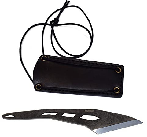 BPSKNIVES Kiridashi - Coltello a lama fissa scheletrato con custodia in vera pelle - Coltello da esterno a lama fissa - Coltello da campeggio in acciaio al carbonio