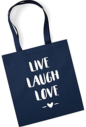 tradercat Jutebeutel bedruckt mit Spruch, Stoffbeutel bedruckt aus 100% Baumwolle - Tote Bag, Einkaufsbeutel, Einkaufstasche, Shopper und Baumwolltasche mit langen Henkeln, Live Laugh Love