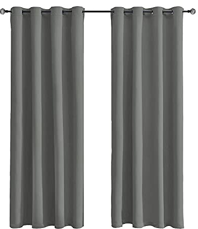 Tenger Home Rideau occultant Rideau de Chambre à Coucher avec œillets,1 pièce (Gris,120 x 120 cm)