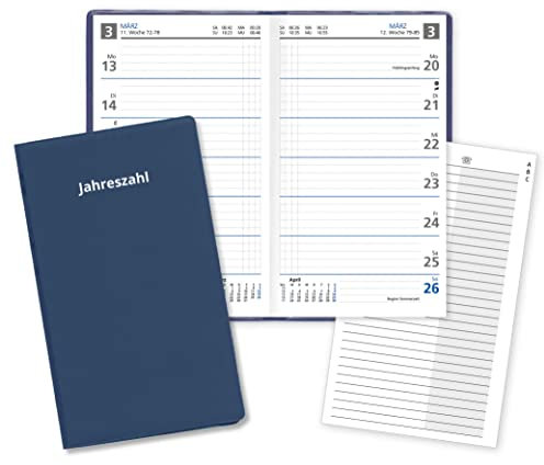 Wochentaschenkalender 2026 Sekunda in Blau mit Adressheft und PVC Einband in Blau Made in Germany