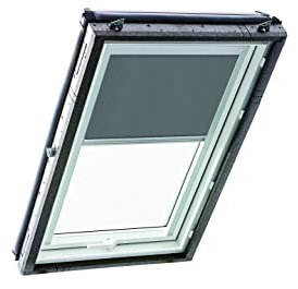 Original Roto Rollo Exclusiv ZRE für Roto Dachfenster - Führungsschiene Silber - Tageslichtrollo für Baureihe Designo R4/R7 und Classic 43/73 - Größe 114/140 | 11/14 - Stofffarbe Dunkelgrau