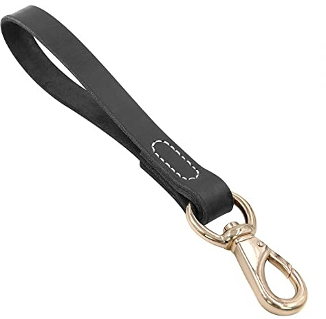 MiOYOOW Kurze Hundeleine,Robuste Hund Leder Kurzleine 20 cm Hundetraining Kurzes Seil aus Leder für Mittlere und Große Hunde Training Spazierengehen