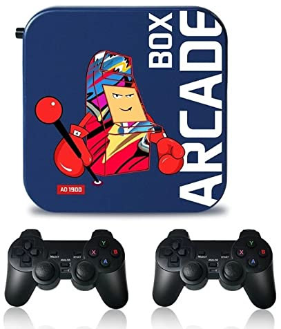 XIXIMENG Console di gioco arcade, oltre giochi retro, display 4K HD, giochi, funziona con TV, proiettore e monitor, 2 joystick cablati, regalo di Natale (wired controller)
