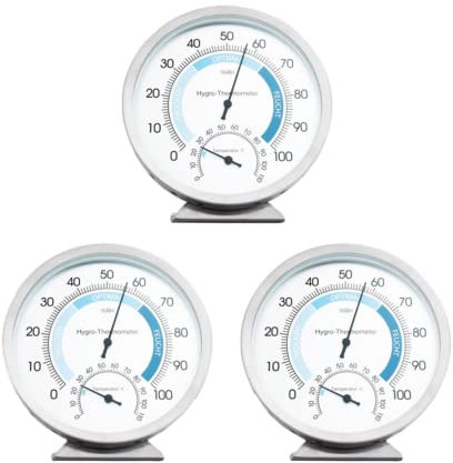 RANRAO 3 Stück Haushaltsthermometer, Klima-Test, Präzisions-Hygrometer, Thermometer, Klima-Test, analoge Innen-Klima-Station für Zimmer, Büro, Wand, Gewächshaus