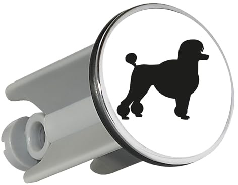 Huuraa Waschbeckenstöpsel Pudel Silhouette Geschenk | Universal Stopfen 4cm höhenverstellbar Abflussstopfen Geschenkidee Stöpsel mit Motiv für das Waschbecken