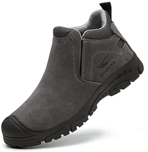 Micoklinlin Scarpe da lavoro da uomo, leggere, antinfortunistiche per saldatore, da uomo, impermeabili, grigio., 44 EU