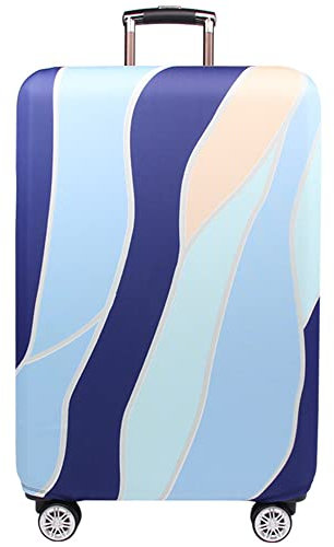 Hiseng Elastisch Kofferhülle Kofferschutzhülle Gepäck Elastisch Cover Reisekoffer Hülle Luggage Cover Spandex Kofferschoner Abdeckung Waschbar Gepäck Abdeckung (L (25-28 Zoll),Blaue Welle)