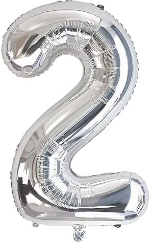 Nummer 2 ballong silver nummer ballonger 2 födelsedagsfest folieballong 2 dekorationsstöd helium-102 cm
