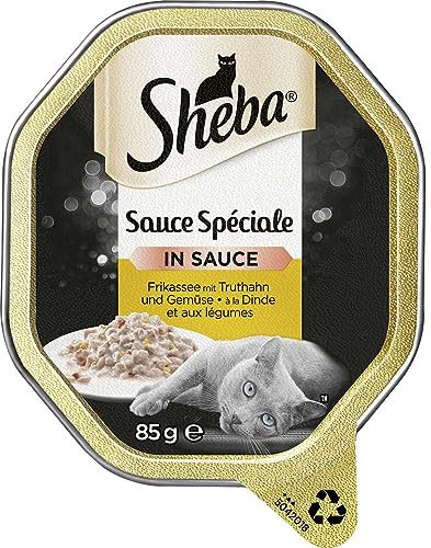 Sheba Sauce Spéciale hochwertiges Nassfutter für Katzen Frikassee mit Truthahn und Gemüse in Sauce 22 Schalen (22 x 85 g)