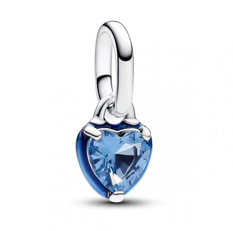 PANDORA ME Blaues Chakra Herz Mini-Charm-Anhänger aus Sterlin Silber mit künstlichem Kristall in Grün, Kompatibel ME und Moments Armbändern, 793042C02