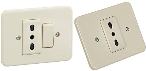 Bticino Serie Domino Deviatore 6A + Presa Bipasso 2P+T 10/16A, Avorio, 3.5E+3 W, Interruttore a Pulsante, Manuale, 2 Count