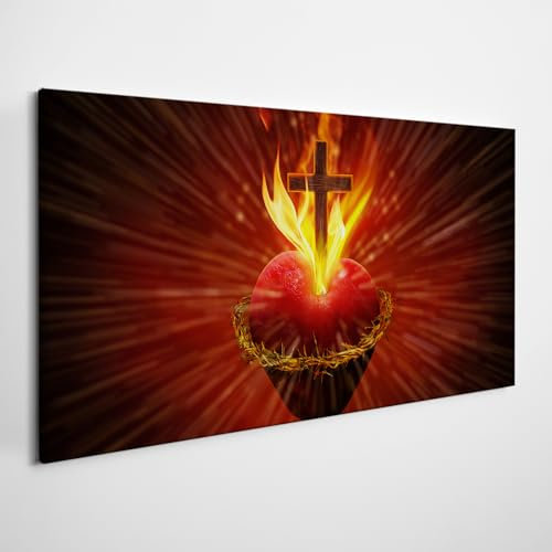 Sacroarte 140x70cm Stampe e Quadri Quadro su Tela - Il sacro cuore